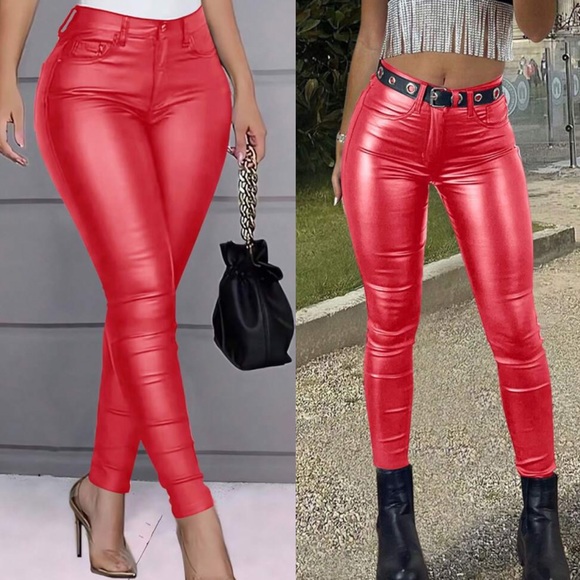 Sexy thermal sherpa lined vegan leather pants - Picture 4 of 16